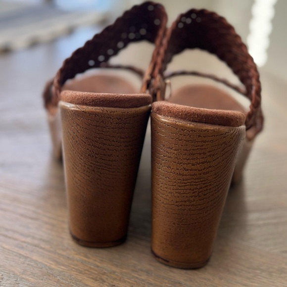 House of Harlow 1960 Brown Clog Platform Open Toe Braided Leather Sandals 10 - Picture 5 of 5